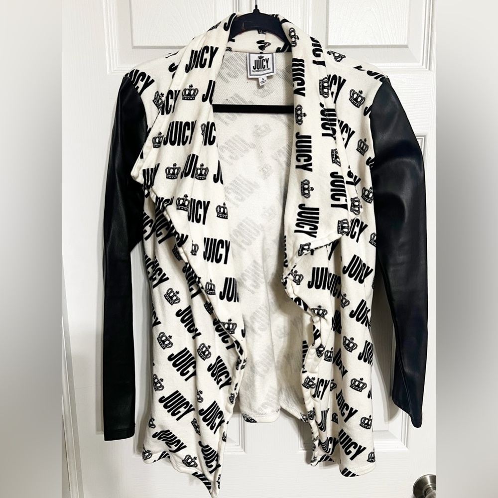 Juicy Couture Logo Jacket/Blazer with Faux Leather Sleeves